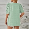 thumbnail image 5 of UYISJ Womens Cute Summer Tops Crew Neck Puffy Short Sleeve Blouse Swiss Dot Loose Fit Solid Color Shirts 2024 Trendy, 5 of 5