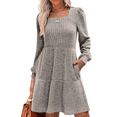 thumbnail image 3 of SOMER Womens Dresses Sweater Dress Khaki Long Sleeve Dress for Women Square Neck Knit Babydoll Dress with Pockets Winter Fall 2025, 3 of 6