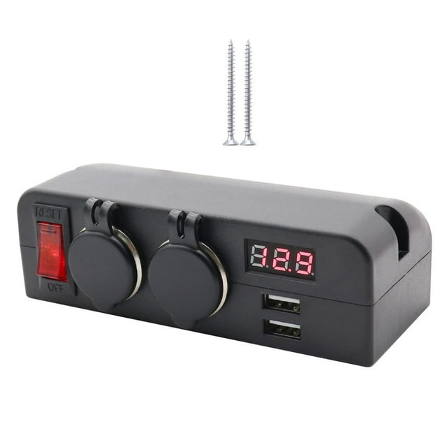 Panel de enchufe de de coche , 12V/24V, USB Dual, 5V/3.1A, pantalla de voltímetro LED, divisor de carga rápida para vehículos, barco, shamjiam Panel de enchufe de carga de coche