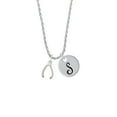 thumbnail image 2 of Delight Jewelry Silvertone Wishbone Silvertone Script Initial Disc - S - Charm Necklace, 20"+3", 2 of 4