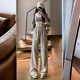 thumbnail image 3 of Pantalones cargo holgados de cintura alta estilo americano para mujer, pantalones casuales de primavera, otoño y verano de 2024, nuevos pantalones de pierna drapeada Jamelia, 3 of 4