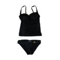 thumbnail image 2 of Bleu Womens Ruched Retro 2 Piece Tankini, Black, 8, 2 of 2