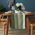 thumbnail image 2 of Sage Green Striped Table Runner - 60 Inch Long, Kitchen Dining Table Runner Dresser Scarves, Modern Abstract Art Wave Moire Gradient Farmhouse Decor for Coffee Tables Wedding Party Banquet, 2 of 8