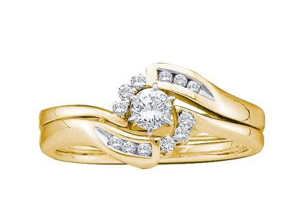 14K Yellow Gold 0.25ctw Dazzling 6 Prong Diamond Ladies Meetup Bridal Set Ring by Jewelrypot