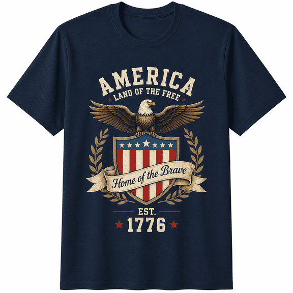 1776-2026 Patriotic Eagle Shield Graphic T-Shirt, American 250th Anniversary Celebration Tee for Men and Women