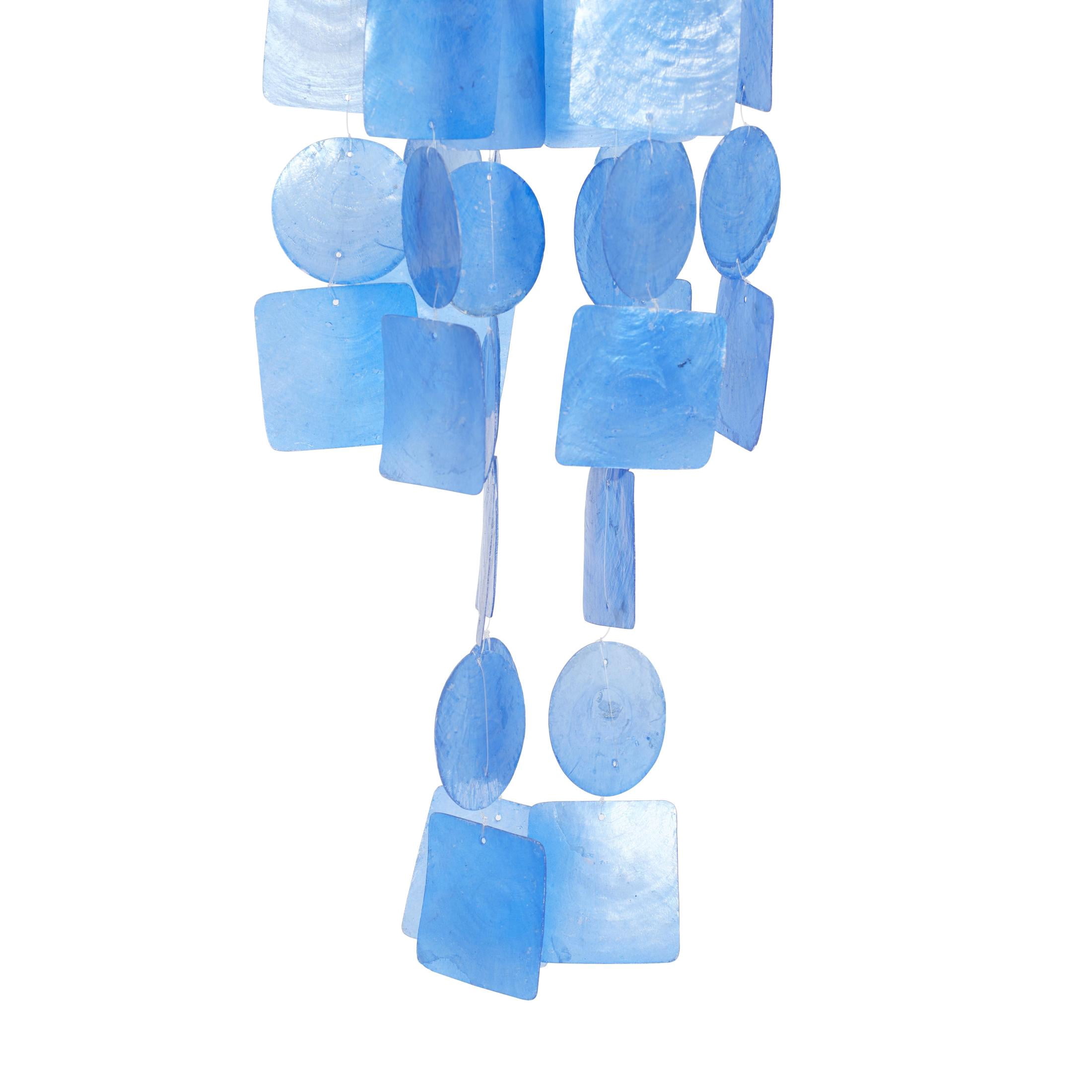 DecMode 26" Blue Capiz Shell Waterfall Geometric Windchime