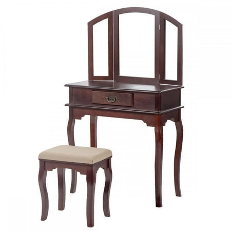 Vanity Table Tri Folding Makeup Dressing Set Mirror Vanity Table Tri Folding Makeup Dressing Set Mirror Stool Cherry 41