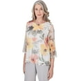 thumbnail image 3 of Alfred Dunner Womens  Watercolor Floral Mesh Top, 3 of 6