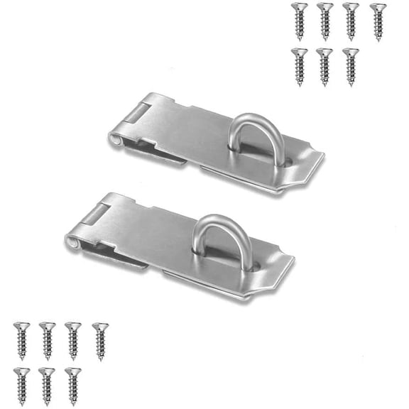 Door Locks Hasp Latch, 3 Inch Stainless Steel Safety Packlock Clasp Hasp Lock Latch, Extra Thick Door Gate Lock Hasp with Screws Brushed Finish 2 Pack (3inch)