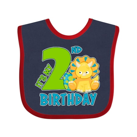 

Inktastic Its My 2nd Birthday with Dinosaur Gift Baby Boy or Baby Girl Bib