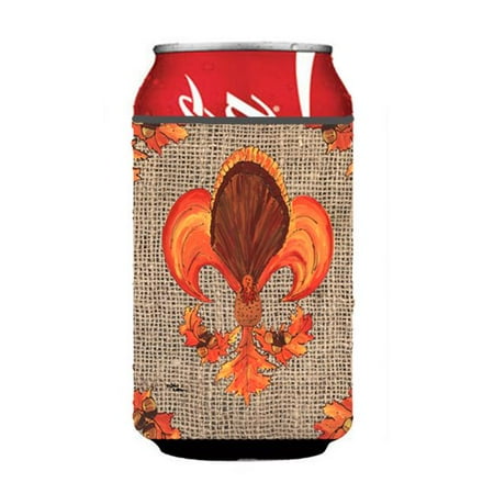 

Thanksgiving Turkey Fleur De Lis Can Or bottle sleeve Hugger - 12 oz.