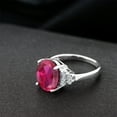 thumbnail image 5 of Gem Stone King 5.40 Cttw Red Created Ruby and White Topaz Engagement Ring for Women | 925 Sterling Silver | Oval 12X10MM | Wedding Engagement Anniversary Promise Ring for Women | Size 5, 5 of 5
