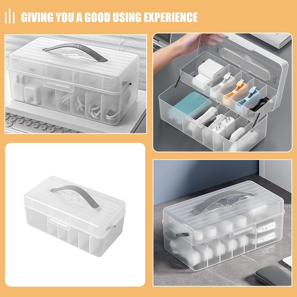 NUOLUX Transparent Computer Cord Organizer Box with Cover for Home Use