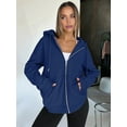 thumbnail image 4 of Womens Zip Up Hoodies Oversized Sweatshirts Fall School Fashion Outfits Casual Jackets Winter Clothes Navy Blue L, 4 of 7