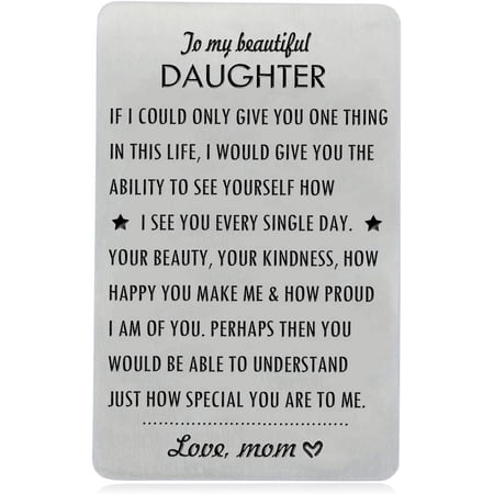 Gifts for Daughter from Mom, To My Daughter Engraved Wallet Card Inserts with Inspirational Quotes, Christmas, Birthday, Wedding, Graduation, Gift Ideas