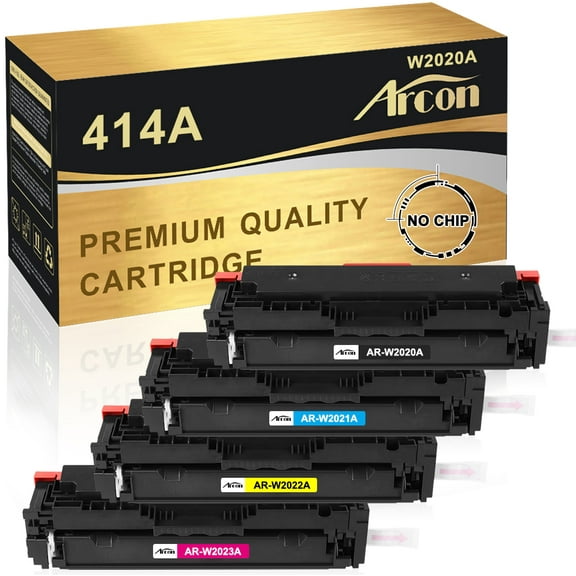 Arcon 4-Pack Compatible Toner for HP 414A W2020A works with LaserJet M454dn M454dw Pro MFP M479 M479dw M479dn M479fdw M480f Printers NO-CHIP with tools (Black Cyan Magenta Yellow)