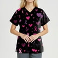 thumbnail image 3 of NAMTYQX Womens Scrub Tops V Neck Floral Fashion Stretch Breast Cancer Tshirt Black Size 3XL, 3 of 4