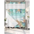 thumbnail image 2 of No Hook Shower Curtain with Snap-in Liner, Ocean Coastal Waterproof Fabric Bathroom Curtains, Summer Nautical Beach Coral Starfish Bath Curtains & Mesh Top Window 66"x72", 2 of 9