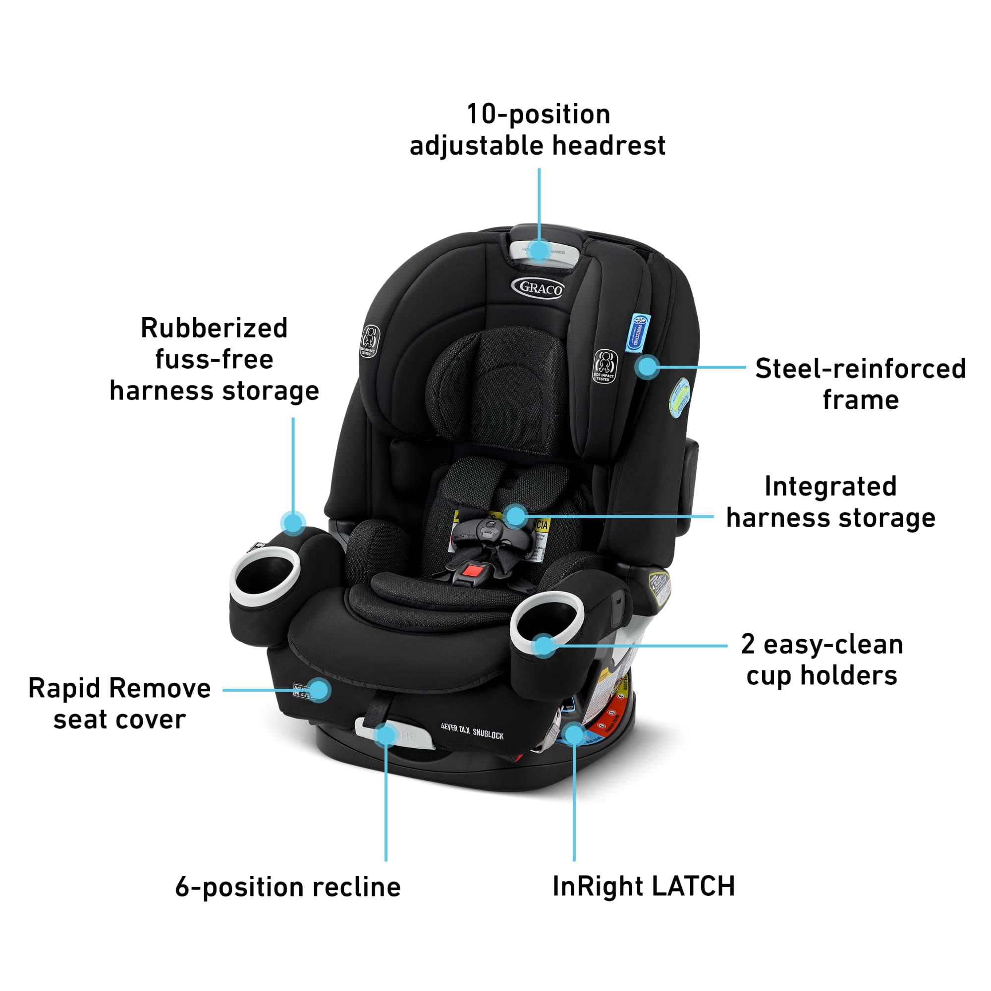 Graco 4Ever DLX SnugLock 4-in-1 Car Seat, Tomlin, Black