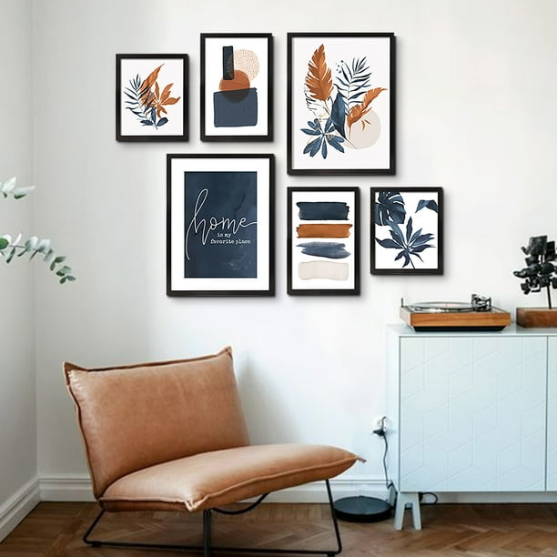 ArtbyHannah 6 Piece Black Gallery Wall Picture Frame Set, Abstract ...