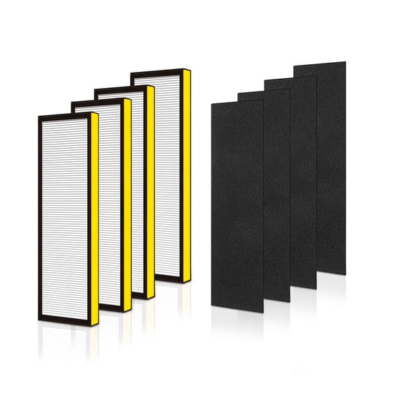 Veyozon 4 Pack FLT4825 HEPA Filter B Replacement for Germ Guardian Air Purifier, Compatible with Models AC4825 AC4300 AC4800 AC4850 AC4900, Includes 4 HEPA B Filters & 4 Activated Carbon Pre-Filters