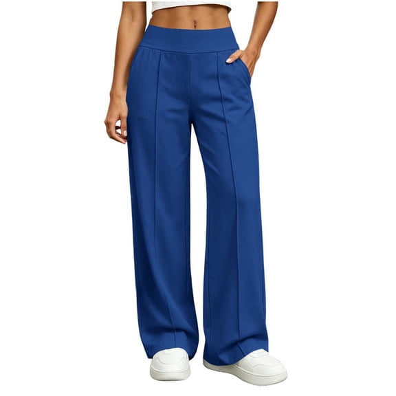 Maplenight Womens Wide Leg Pants with Pockets Office Work Pants High Waist Business Casual Trousers