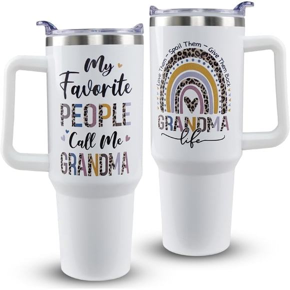 Grandma Gifts 40oz Grandma Tumbler with Handle Grandma Cup Grandma Mug Gifts for Grandma Birthday Gifts Great Grandma Best Grandmother Ever Christmas Gifts for Grandma
