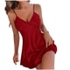 thumbnail image 2 of Camisón corto de seda helada para mujer, ropa de dormir con tirantes finos y espalda descubierta, de verano, transpirable, de seda helada, 2 of 4