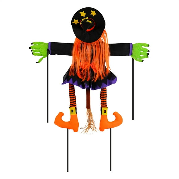 kjfeif Clearance Crashing Witch into Tree for Halloween Decorations Outdoor, 33.46 Inch Flying Witch Crashing with Adjustable Band, Halloween Decor Props for Tree, Door, Fence, Yard, Porch
