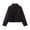 Black, variant on Women's Cropped Trench Jacket Long Sleeve Collared Button up Coat with Flap Pockets and Elastic Hem Casual Outerwear