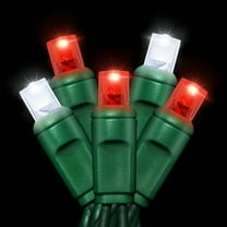 100Count (2pk of 50L) String Lights, LED Christmas Lights, 6" SPACING,Green Wire,Red and White,Commercial Grade