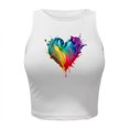 thumbnail image 3 of Gibobby Camiseta sin mangas informal de verano para mujer, camiseta sin mangas con cuello , camiseta corta ajustada, camiseta sin mangas estampada para verano(Amarillo,G), 3 of 5