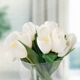 thumbnail image 3 of Pure Garden  Tulip Floral Arrangement in Vase- 24 Cream Artificial Flowers with Glass Vase - Cream, 3 of 5