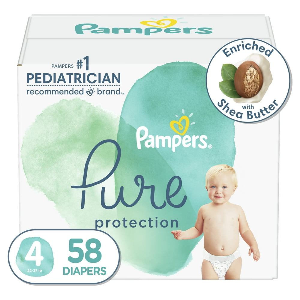 Pampers Pampers Pure Protection Natural Diapers, Size 4, 58 Ct