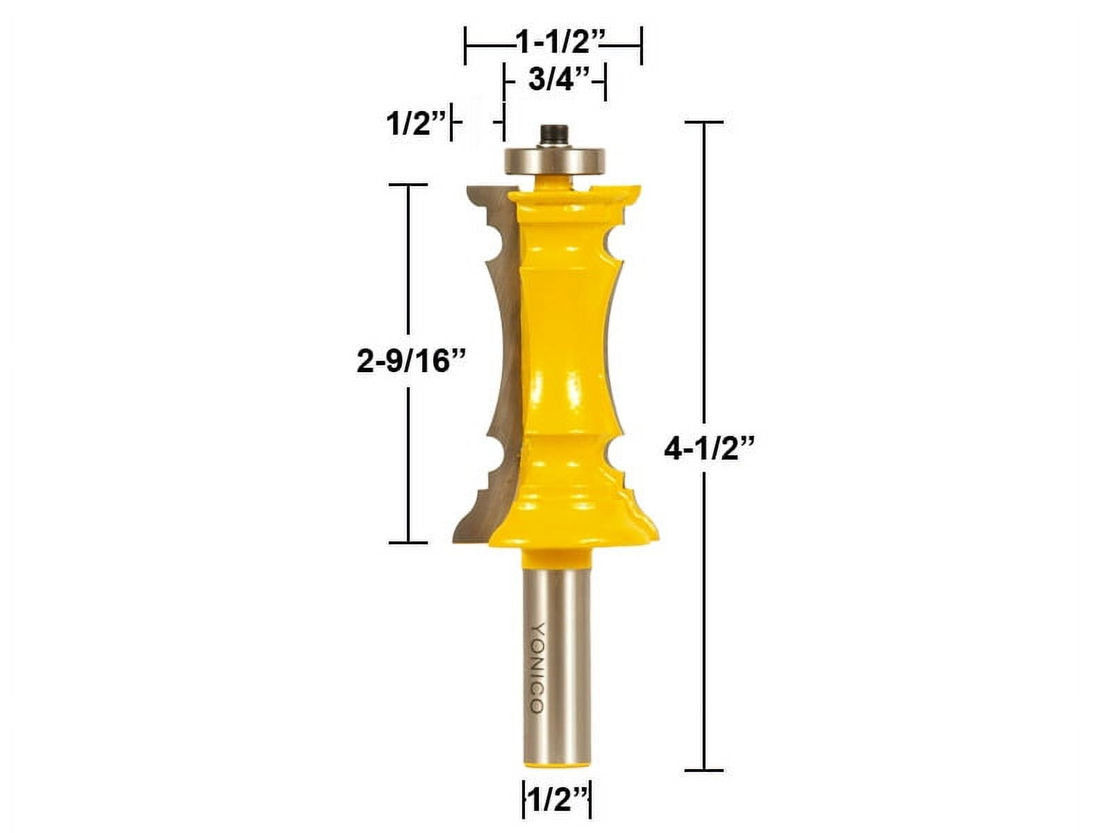 Mitered Door Molding & Chair Rail Router Bit - 1/2" Shank - Yonico 16166