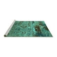 thumbnail image 2 of Ahgly Company Machine Washable Indoor Rectangle Oriental Turquoise Blue Industrial Area Rugs, 3' x 5', 2 of 4