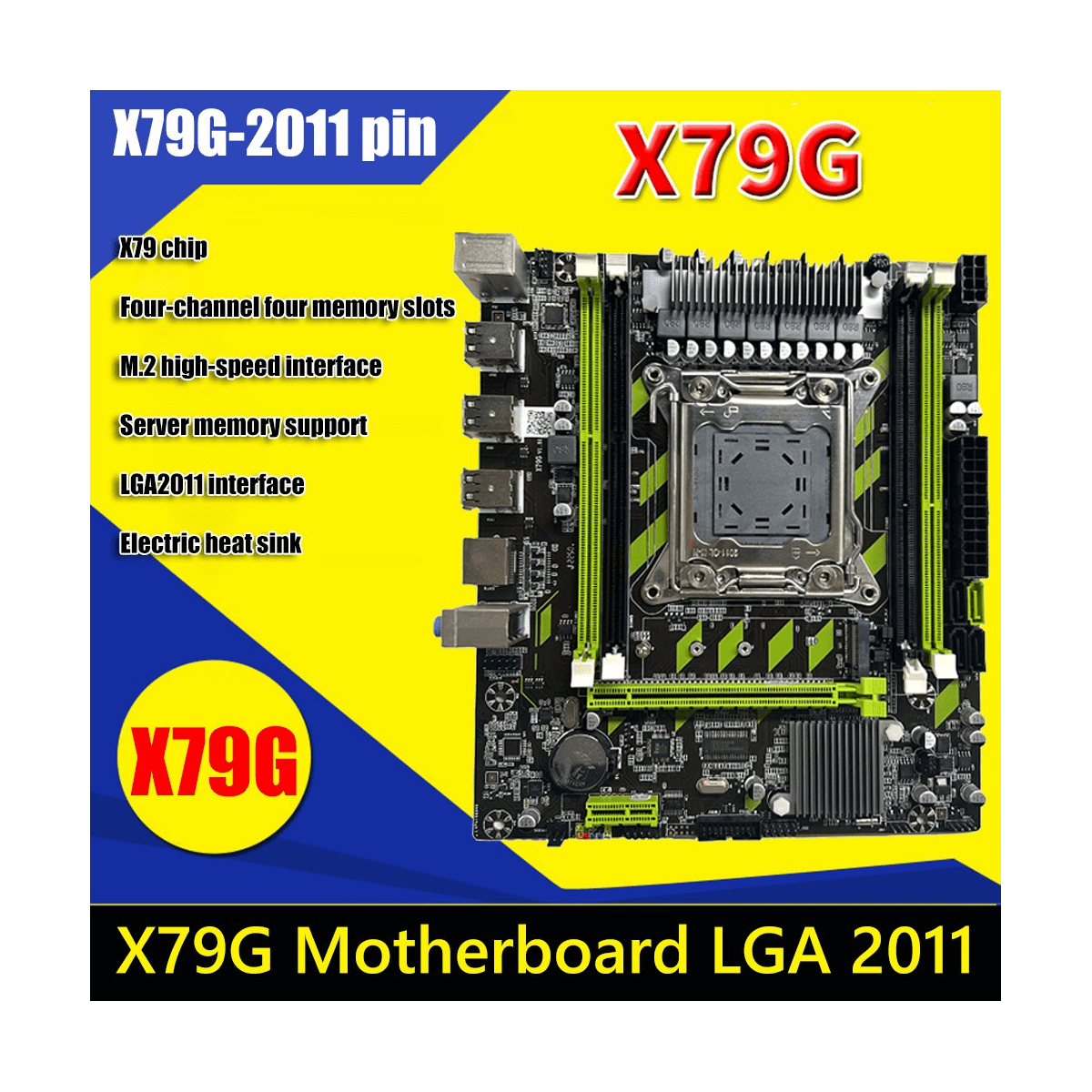 X79G LGA2011 Motherboard+E5 2670 V2 CPU+4X4G DDR3 RAM+Thermal Grease+SATA Cable Support M.2 NVME PCIE X16 USB2.0 SATA3.0