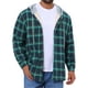 thumbnail image 1 of Camisa chaqueta de cuadros con capucha y cordón forrada de forro polar para hombre XL azul verde, 1 of 6