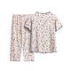 thumbnail image 4 of Conjunto de Dos Piezas para las Mujeres de Verano Casual Manga Corta Cuello Redondo Y Pantalones, Algodón Seda Pijama Conjunto, 4 of 8