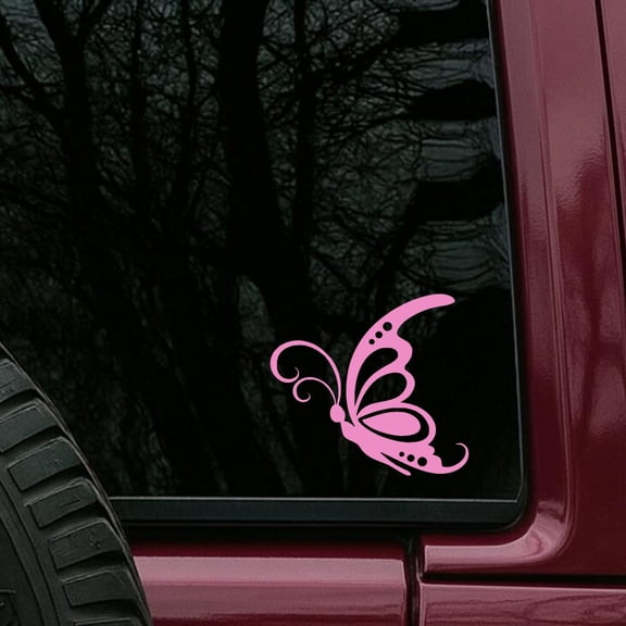 Butterfly Pink Vinyl Decal Sticker Waterproof Car Window 4.5"
