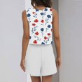 thumbnail image 4 of WTOBBY Women's Summer Floral Print Two Piece Outfit Sleeveless Square Neck Cropped Top and High Waist Shorts Set with Pockets Bodysuit Style for Casual Fashion ,White 2XL, 4 of 5