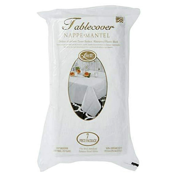 Linette 7 Piece 3Ply Table Cover Linette Absorbent Waterproof Plastic Back, White