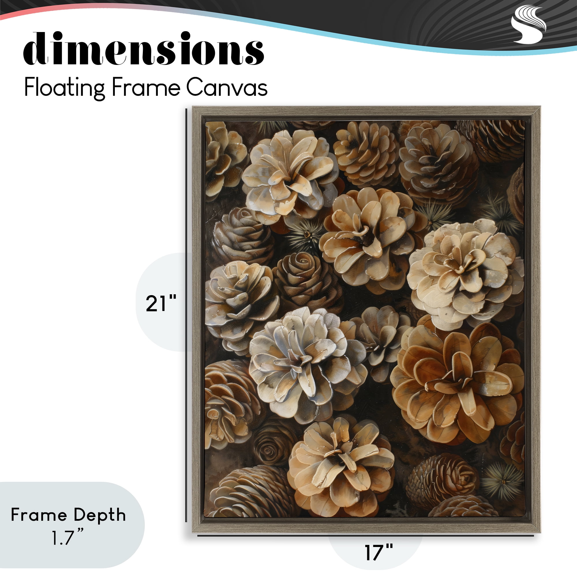 Stupell Industries Pinecone Arrangement Rustic Botanicals Brown Framed Floater Canvas Wall Art, design by Creative Studio