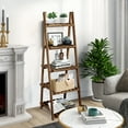 Fionafurn AShaped 5Tier Bookshelf, Modern Wooden Ladder Shelf Open