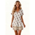 thumbnail image 6 of Women's Floral Print V-Neck Short Sleeve Casual Dress with Pocket, Pullover Summer Dress, Comfortable Loose Fit, Fashionable Ladies Clothing,White,XL, 6 of 8