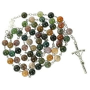 COWANMIC Catholic Cross Rosary Beads Natural Stone Agate Necklace Virgin Mary Woman Men's Necklaces Crosses Tiny Small