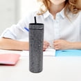 thumbnail image 2 of Vaso con pajita y tapa, ideal para bebidas frías, café helado y agua. Plastico Negro 450ml, 2 of 7
