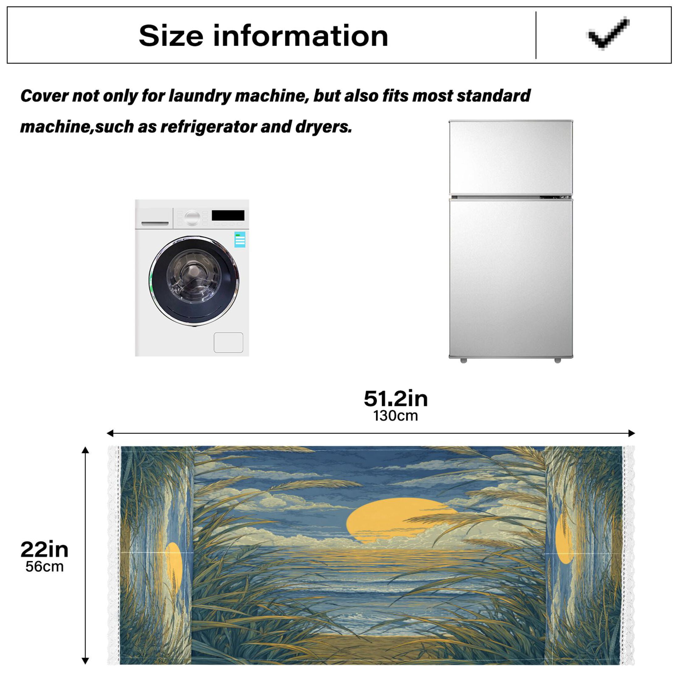 Wobogo Reed Marsh Sunrise Washing Machine Cover Dustproof Washer Dryer Cover Waterproof Laundry Room Decorative Protector