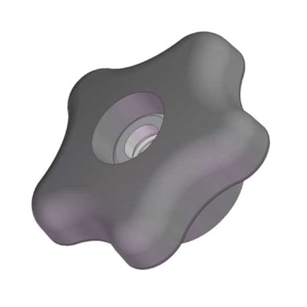 Star Knob, 1/4-20 Thread Size, 1"L, Thru Tap, Steel