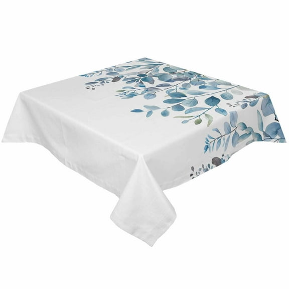 Fall Blue Eucalyptus Square/Round Tablecloths 52x52,Thanksgiving Autumn Botanical Leaf Table Cloth Table Cover Indoor/Outdoor Tabletop Decor for Wedding Holiday Party Dinner Baby Shower